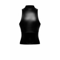 Топ Noir Handmade F324 Glam, S, black, халтер, на блискавці, вінілові вставки, комір-стійка — Переглянути зображення 8