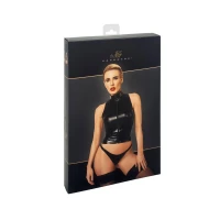 Топ Noir Handmade F324 Glam, S, black, халтер, на блискавці, вінілові вставки, комір-стійка — Переглянути зображення 12