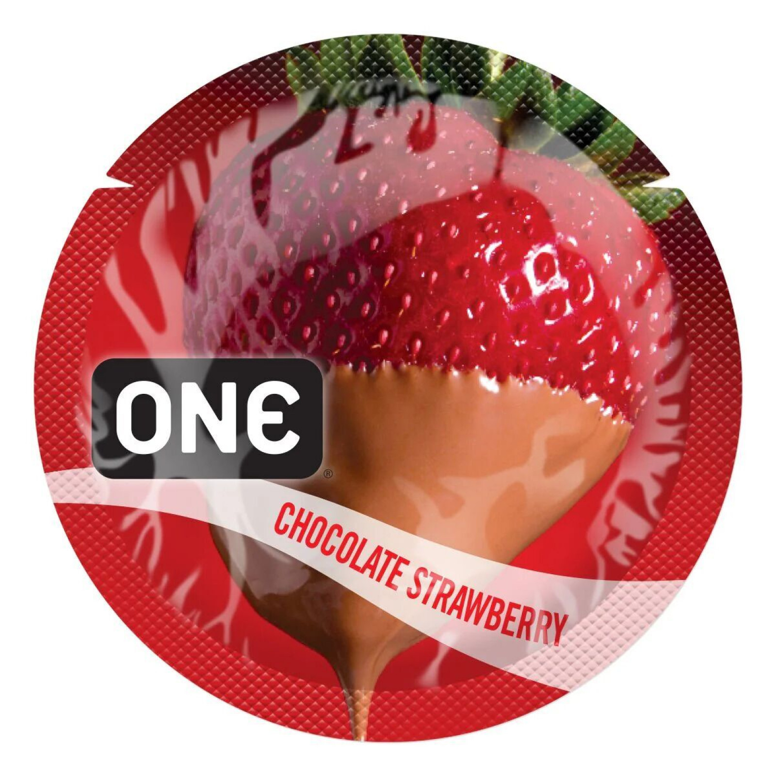 Ароматизированный презерватив ONE FlavorWaves Chocolate Strawberry, 1 шт, запах клубники и шоколада