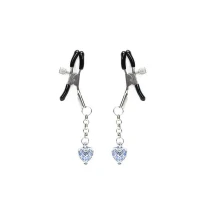 Затискачі для сосків із сердечком Liebe Seele Glow-in-dark Nipple Clamps Blue, світяться в темряві — Переглянути зображення 1