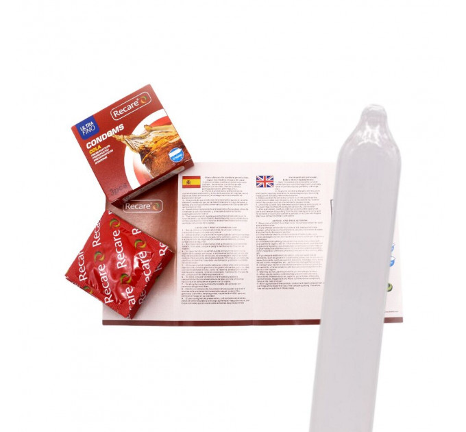 Презервативи Recare Cola Dotted&Ribbed Condoms 3 шт, з пухирцями та ребрами, аромат: Кола