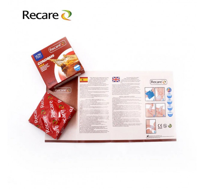 Презервативи Recare Cola Dotted&Ribbed Condoms 3 шт, з пухирцями та ребрами, аромат: Кола