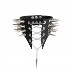 Чокер-комір з шипами Art of Sex - Ariadne, натуральна шкіра, колір чорний, L-2XL