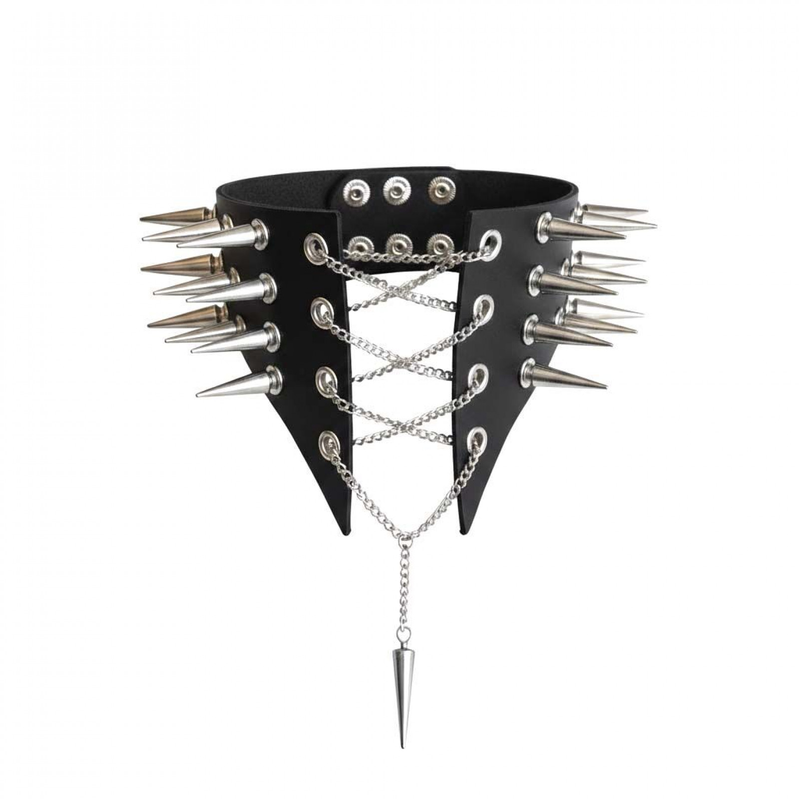 Чокер-комір з шипами Art of Sex - Ariadne, натуральна шкіра, колір чорний, L-2XL