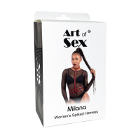 Женская портупея с шипами Art of Sex - Milana, экокожа, размер XS-2XL, цвет красный — Просмотреть изображение 4