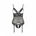 Корсет з відкритими грудьми Passion DIABOLINA CORSET XXL/XXXL, black, пажі, трусики, напівпрозорий