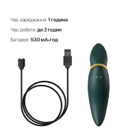 Вибратор 2в1 с язычком Zalo — Hero Jewel Green, кристалл Swarovski