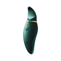 Вібратор 2в1 з язичком Zalo — Hero Jewel Green, кристал Swarovski — Переглянути зображення 1