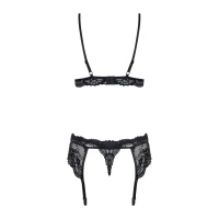 Мереживний комплект білизни Obsessive 810-SEG-1 S/M Black, бюстгальтер, стрінги, пояс для панчіх — Просмотреть изображение 6