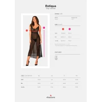 Напівпрозора довга сорочка Obsessive Estiqua chemise M/L, чорний, асиметричний крій — Переглянути зображення 12