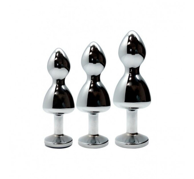 Металева анальна пробка Wooomy Lollypop Double Ball Metal Plug Blue S, діаметр 2,8см, довжина 8,5см