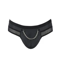 Чоловічі труси з ланцюжком Passion 030 SLIP TOM XXL/XXXL Black, екошкіра, відкриті сідниці — Переглянути зображення 5