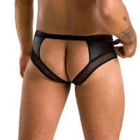 Чоловічі труси з ланцюжком Passion 030 SLIP TOM XXL/XXXL Black, екошкіра, відкриті сідниці — Переглянути зображення 2