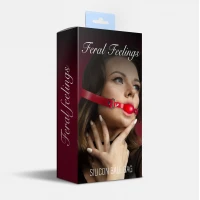 Кляп силіконовий Feral Feelings Silicon Ball Gag Red/Red, червоний ремінець, червона кулька — Переглянути зображення 2