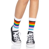 Шкарпетки жіночі в смужку Leg Avenue Pride crew socks Rainbow, 37–43 розмір — Переглянути зображення 3
