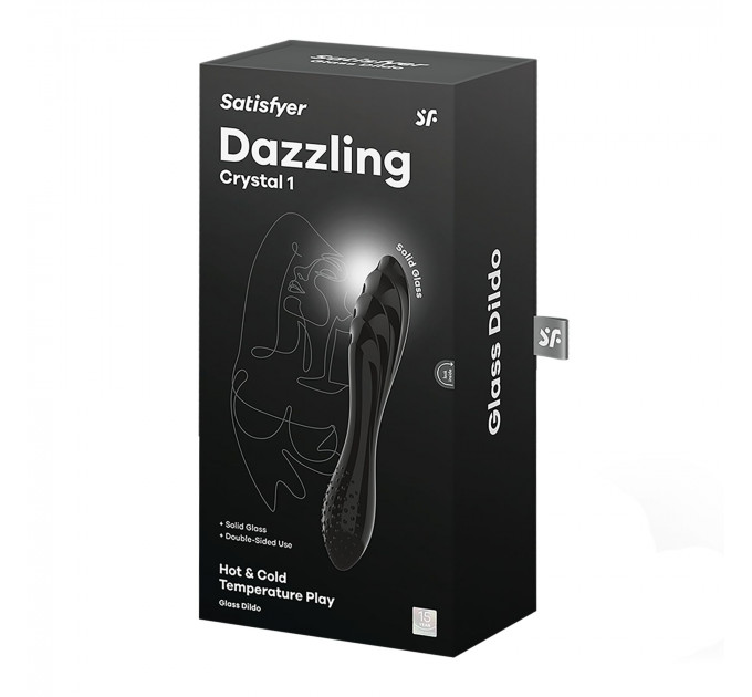 Двосторонній скляний дилдо Satisfyer Dazzling Crystal 1 Black, дуже міцний, без стопера