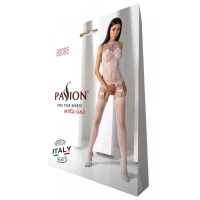 Бодістокінг з безліччю бретелей Passion BS095 One Size, white, імітація пояса та панчіх, з доступом — Переглянути зображення 6