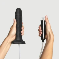 Фалоімітатор, що кінчає Strap-On-Me Squirting Cum Dildo Realistic Black, діам. 3,5 см, силікон — Переглянути зображення 1