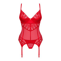 Комплект корсет и стринги Obsessive Ingridia corset & thong XS/S, красный Комплект корсет и стринги Obsessive Ingridia corset & thong XS/S, красный