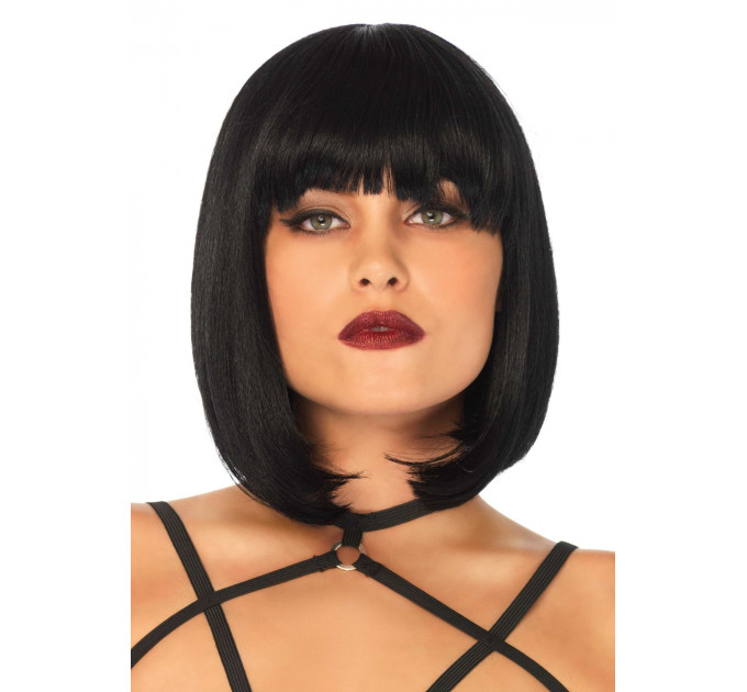 Коротка перука каре з чубчиком Leg Avenue Short natural bob wig, чорна