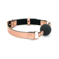 Кляп Liebe Seele Rose Gold Memory Ball Gag, силіконова кулька, діаметр 4,3 см, шкіряний ремінець — Переглянути зображення 3