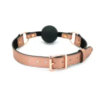 Кляп Liebe Seele Rose Gold Memory Ball Gag, силіконова кулька, діаметр 4,3 см, шкіряний ремінець — Переглянути зображення 1
