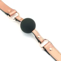 Кляп Liebe Seele Rose Gold Memory Ball Gag, силіконова кулька, діаметр 4,3 см, шкіряний ремінець — Переглянути зображення 6