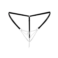 Сексуальні трусики з ланцюжком та підвіскою Art of Sex - KISS panties L-2XL, колір чорний — Переглянути зображення 4