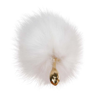 Металева анальна пробка з хутряним хвостом LOCKINK SEVANDA White Fox-Tail Anal Rose-shape Plug — Переглянути зображення 7