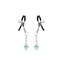 Затискачі для сосків із сердечком Liebe Seele Glow-in-dark Nipple Clamps Light Blue, світяться в темряві — Переглянути зображення 1