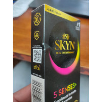 Безлатексные премиум-презервативы SKYN 5 Senses, 5 видов (5 шт) (мятая упаковка!!!)