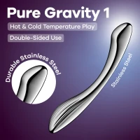 Металевий дилдо Satisfyer Pure Gravity 1, двосторонній, можна нагрівати й охолоджувати, 939 г — Просмотреть изображение 6