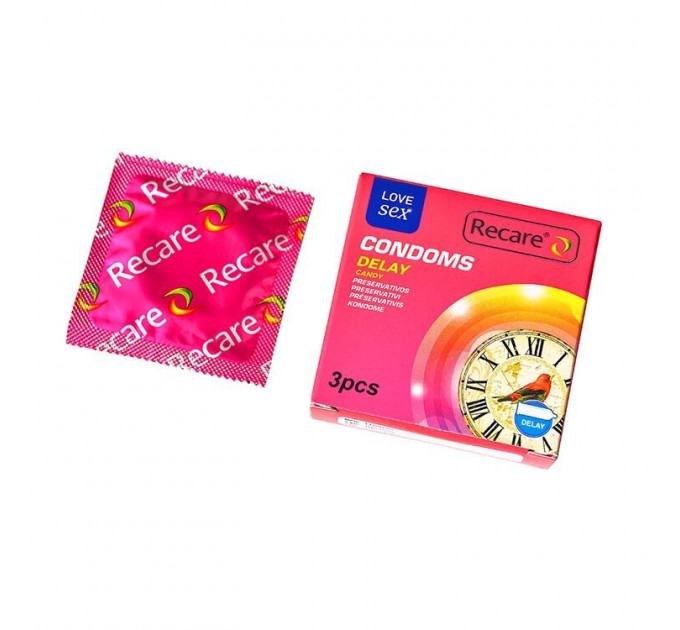 Презервативи Recare Delay Candy Condoms 3 шт, пролонгувальний ефект, цукерковий аромат