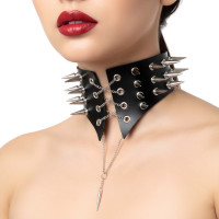 Чокер-комір з шипами Art of Sex - Ariadne, натуральна шкіра, колір чорний, XS-M — Переглянути зображення 2