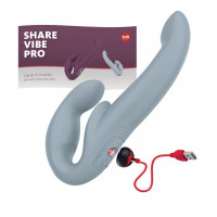 Безремінний страпон з вібрацією Fun Factory SHARE VIBE PRO cool grey (м'яте паковання!!!) — Переглянути зображення 6