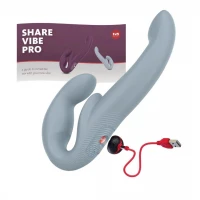 Безремінний страпон з вібрацією Fun Factory SHARE VIBE PRO cool grey (м'яте паковання!!!) — Переглянути зображення 6