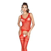 Бодістокінг Passion BS038 red, комбінезон, імітація панчіх і пояса — Просмотреть изображение 1