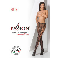 Еротичні колготки-бодістокінг Passion S008 black, ажурні колготки з вирізом та лампасами-сіткою — Переглянути зображення 7