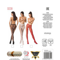 Еротичні колготки-бодістокінг Passion S008 black, ажурні колготки з вирізом та лампасами-сіткою — Переглянути зображення 8