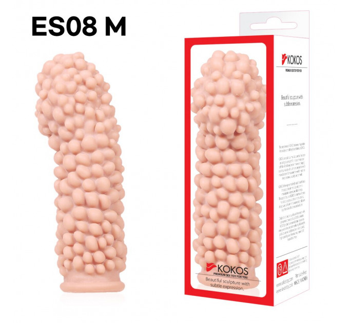 Насадка на член Kokos Extreme Sleeve ES.08 розмір M, потовщувальна, стимулюючий рельєф