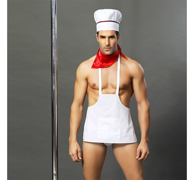 Чоловічий еротичний костюм кухаря "Умілий Джек" One Size: сліпи, фартух, хустка і ковпак