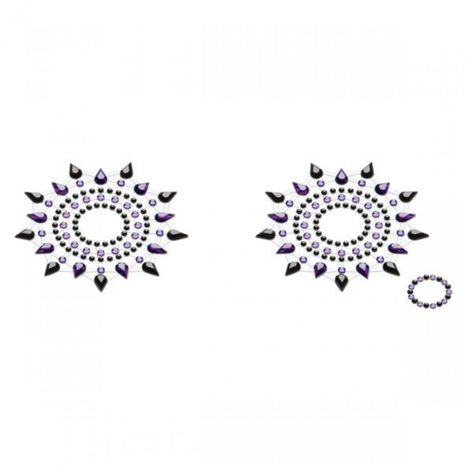 Пэстис из кристаллов Petits Joujoux Gloria set of 2 - Black/Purple, украшение на грудь