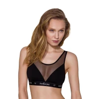 Топ з прозорою вставкою Passion PS002 TOP S, black — Переглянути зображення 1
