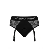 Мереживні труси для страпону з підв'язками для панчох Strap-On-Me DIVA HARNESS - M — Переглянути зображення 3