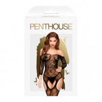 Бодистокинг с флористическо-геометрическим орнаментом Penthouse - Top-Notch Black XL Бодистокинг с флористическо-геометрическим орнаментом Penthouse - Top-Notch Black XL