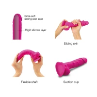 Реалістичний фалоімітатор Strap-On-Me Sliding Skin Realistic Dildo Fuchsia S, ефект рухливої шкіри — Переглянути зображення 3