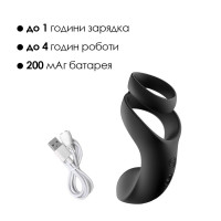 Двойное эрекционное кольцо Svakom Benedict Black со стимуляцией промежности Двойное эрекционное кольцо Svakom Benedict Black со стимуляцией промежности