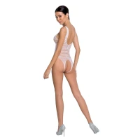 Бодістокінг з доступом Passion BS086 white, вертикальна сітка, виріз на спинці — Переглянути зображення 4