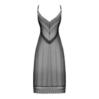 Напівпрозора довга сорочка Obsessive Estiqua chemise XL/2XL, чорний, асиметричний крій — Просмотреть изображение 6