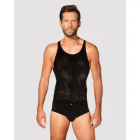 Мужская полупрозрачная майка-борцовка с узором Obsessive T103 tank top S/M/L, черная — Просмотреть изображение 1